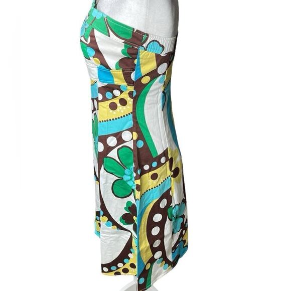 B. Smart Women Colorful Retro Mod Floral Strapless Cotton Fit Flare Dress size 6 - Picture 2 of 8